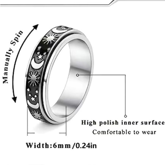 Star and Moon Spinner Ring - Picture 6 of 6